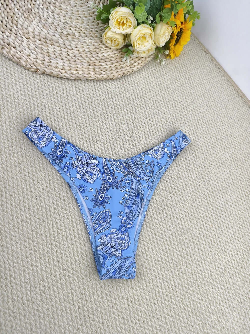Paisley Desenli Halka Detaylı 3 Parça Plaj Takımı