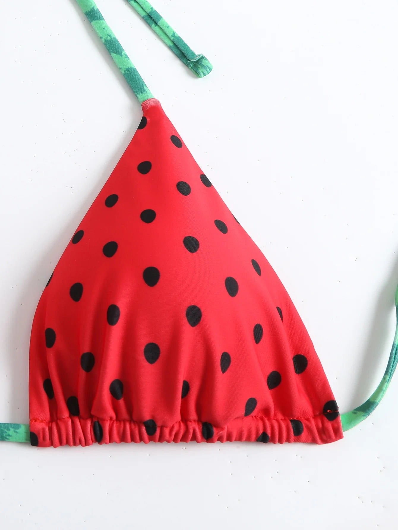 Karpuz Desenli Bağcıklı Üçgen Bikini Takımı