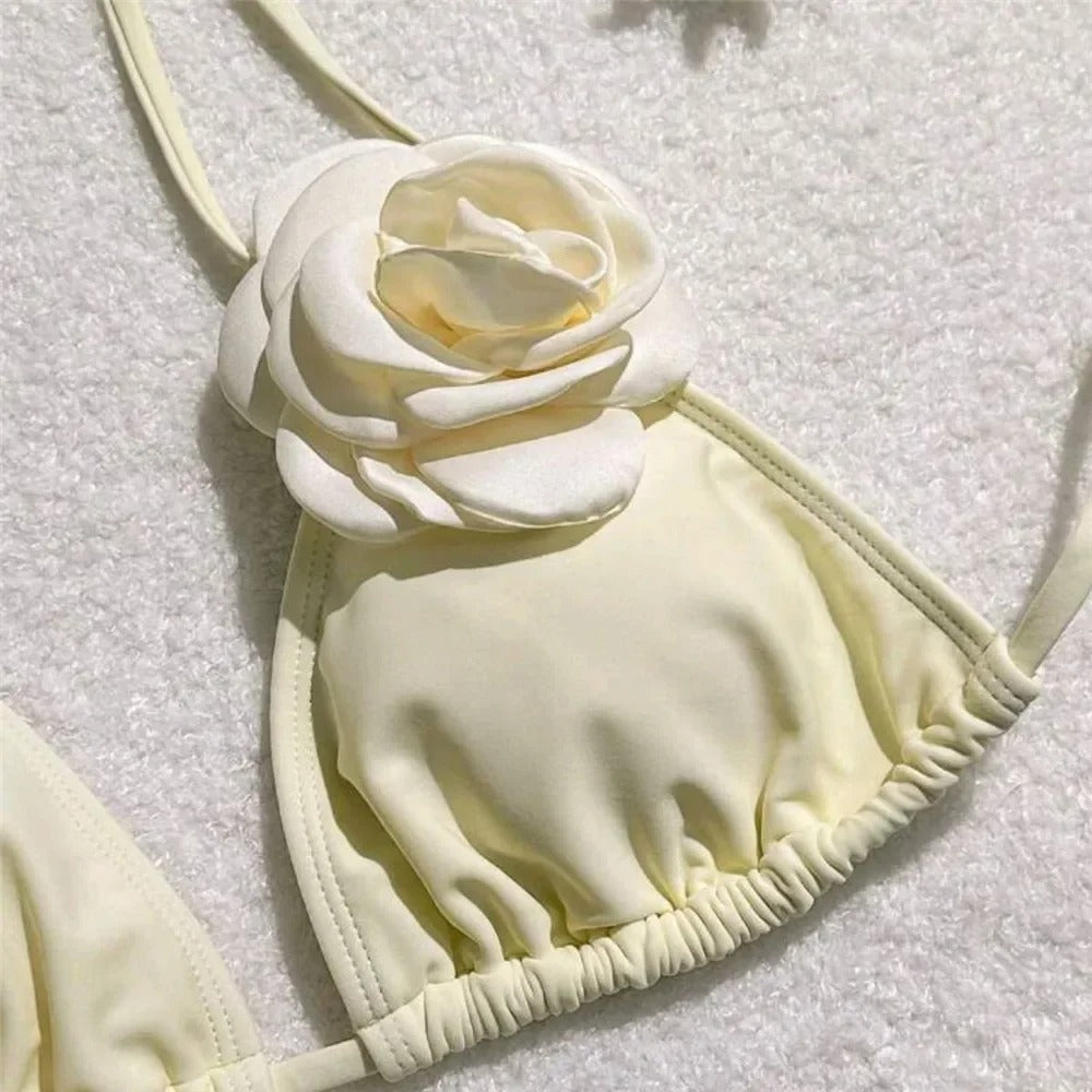 Bej Bağcıklı Bikini Takımı