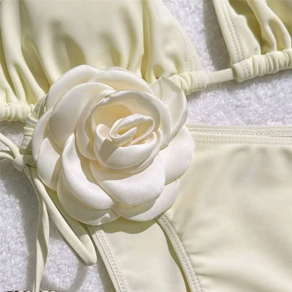 Bej Bağcıklı Bikini Takımı